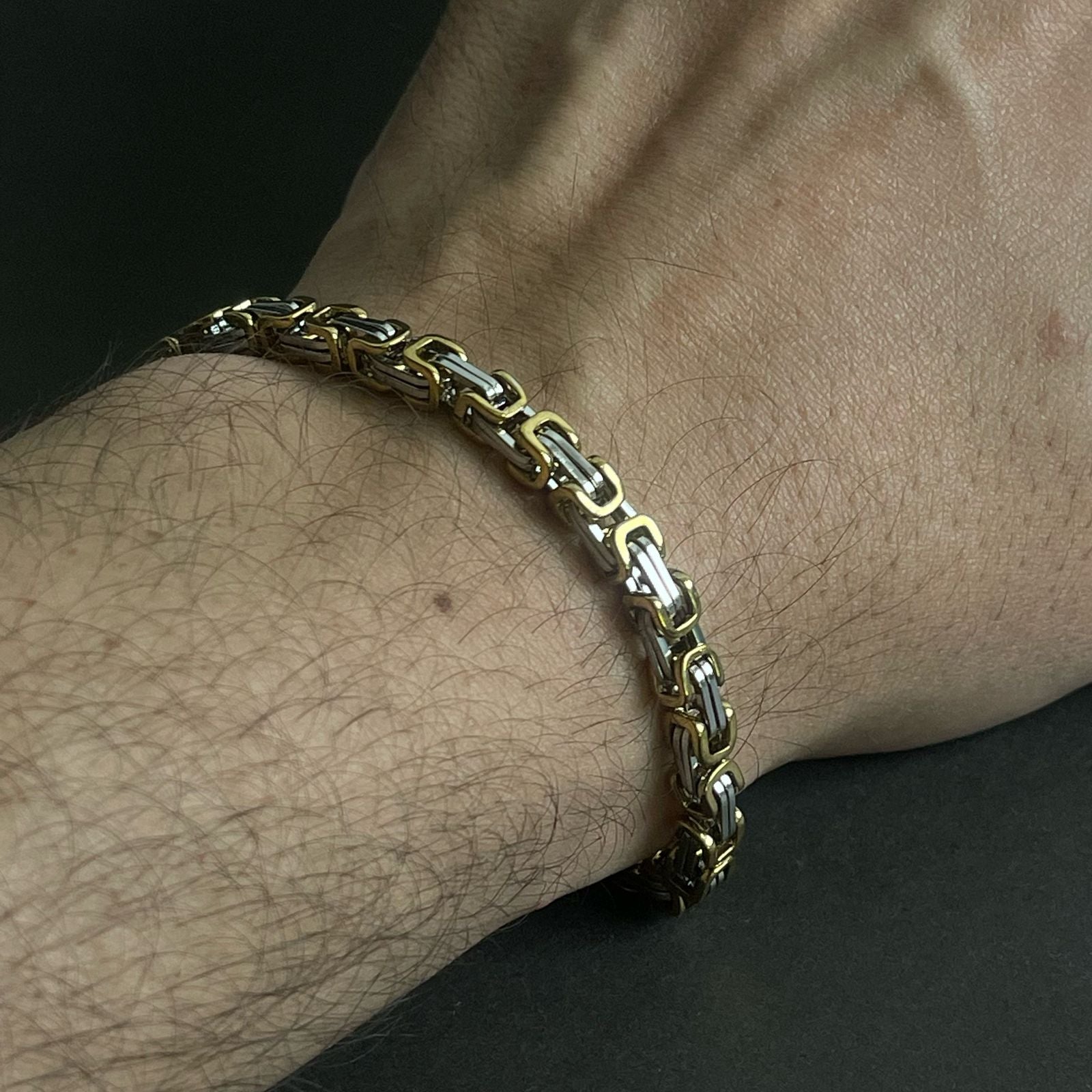 silver golden stainless steel chain bracelet for men online in Pakistan