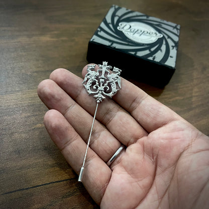 silver lion crown lapel pin in Pakistan