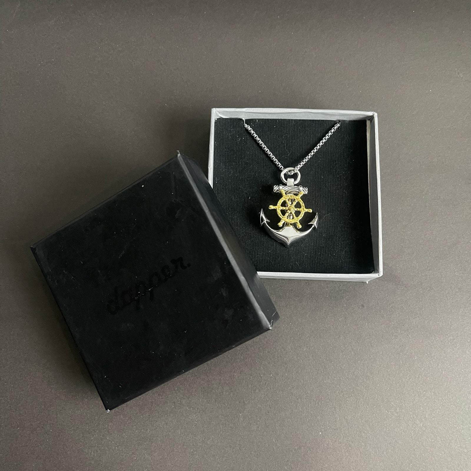 silver navy anchor pendant necklace for men online in Pakistan