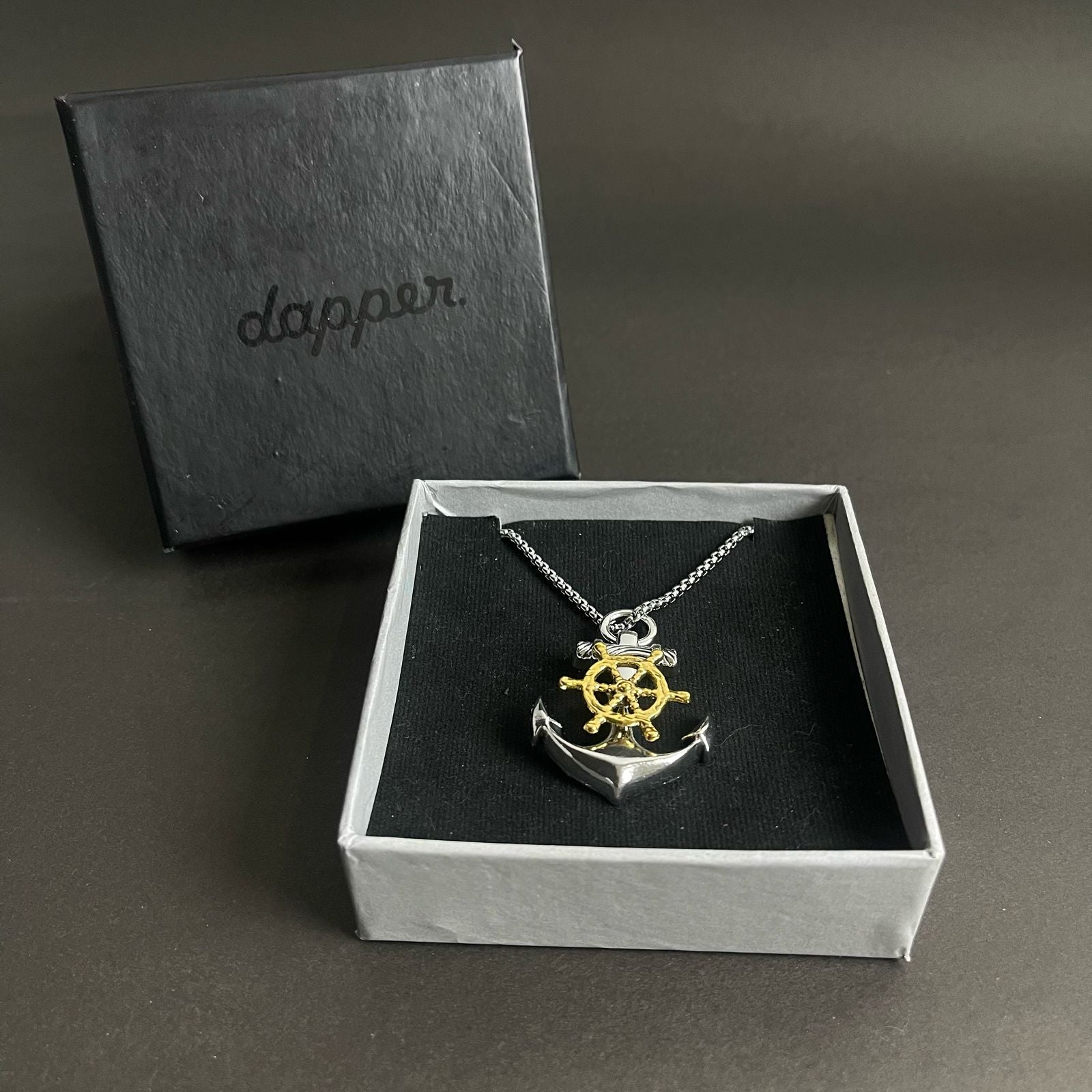 silver navy anchor pendant necklace for men online in Pakistan