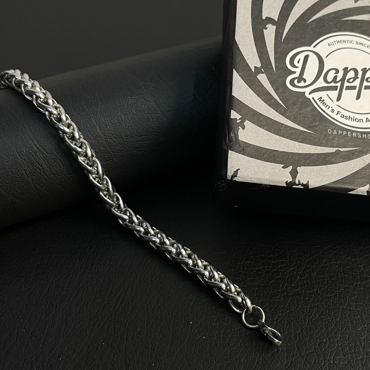 silver wheat link chain bracelet for men online in Pakistan