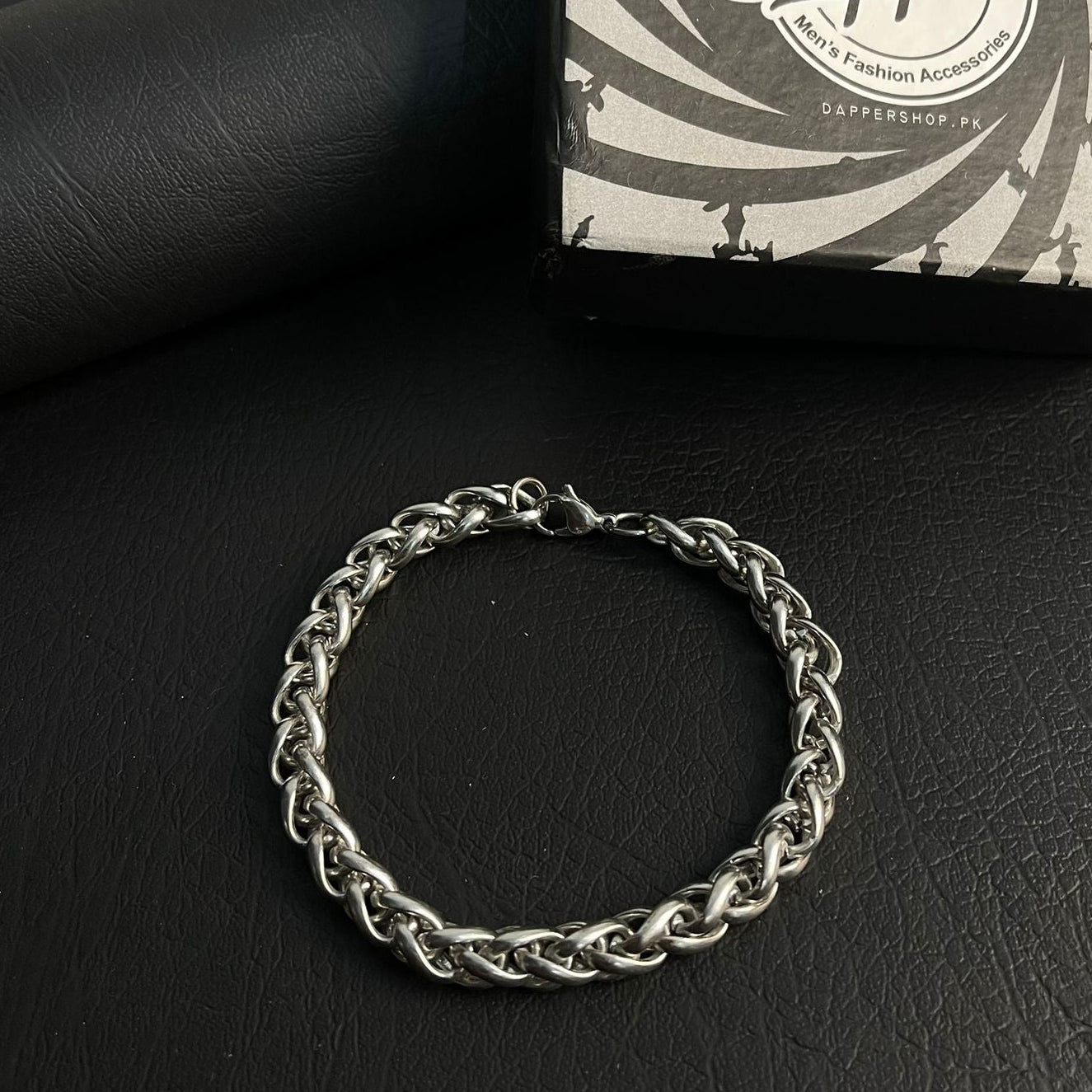 silver wheat link chain bracelet for men online in Pakistan
