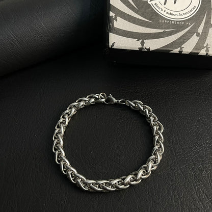 silver wheat link chain bracelet for men online in Pakistan
