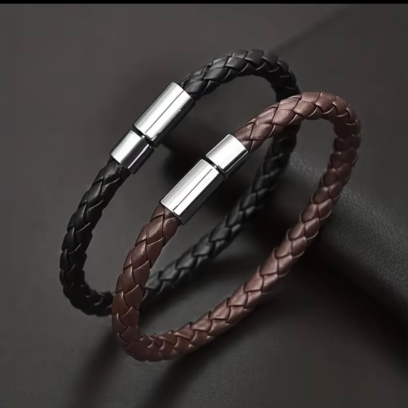 sleek black brownleather bracelet for men online in Pakistan