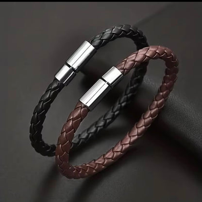 sleek black brownleather bracelet for men online in Pakistan