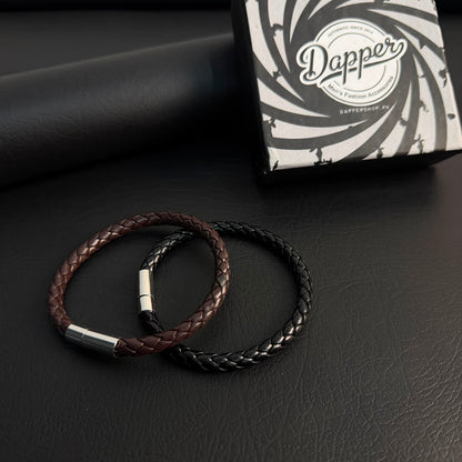 sleek black brownleather bracelet for men online in Pakistan