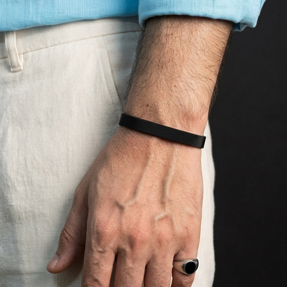 stainless steel black mesh kara hand cuff bracelet for men in Pakistan