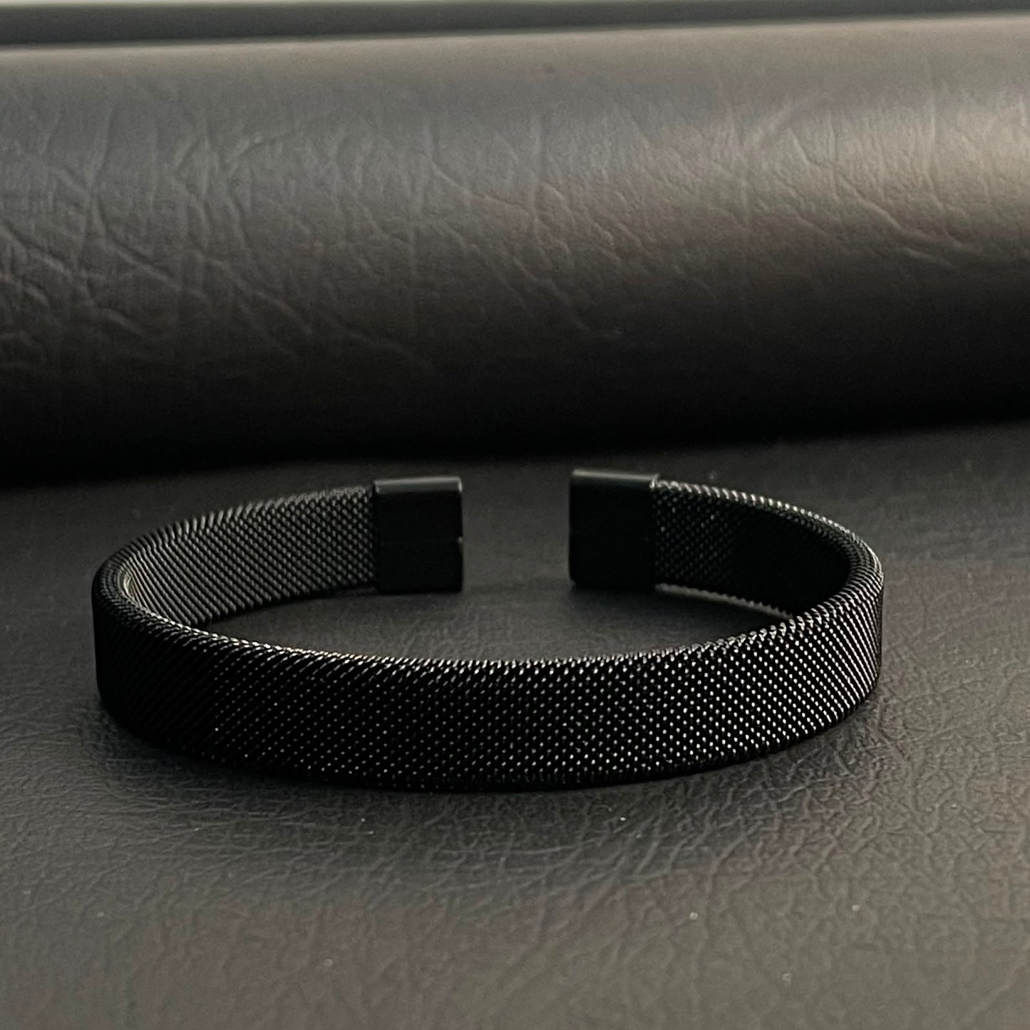 stainless steel black mesh kara hand cuff bracelet for men in Pakistan