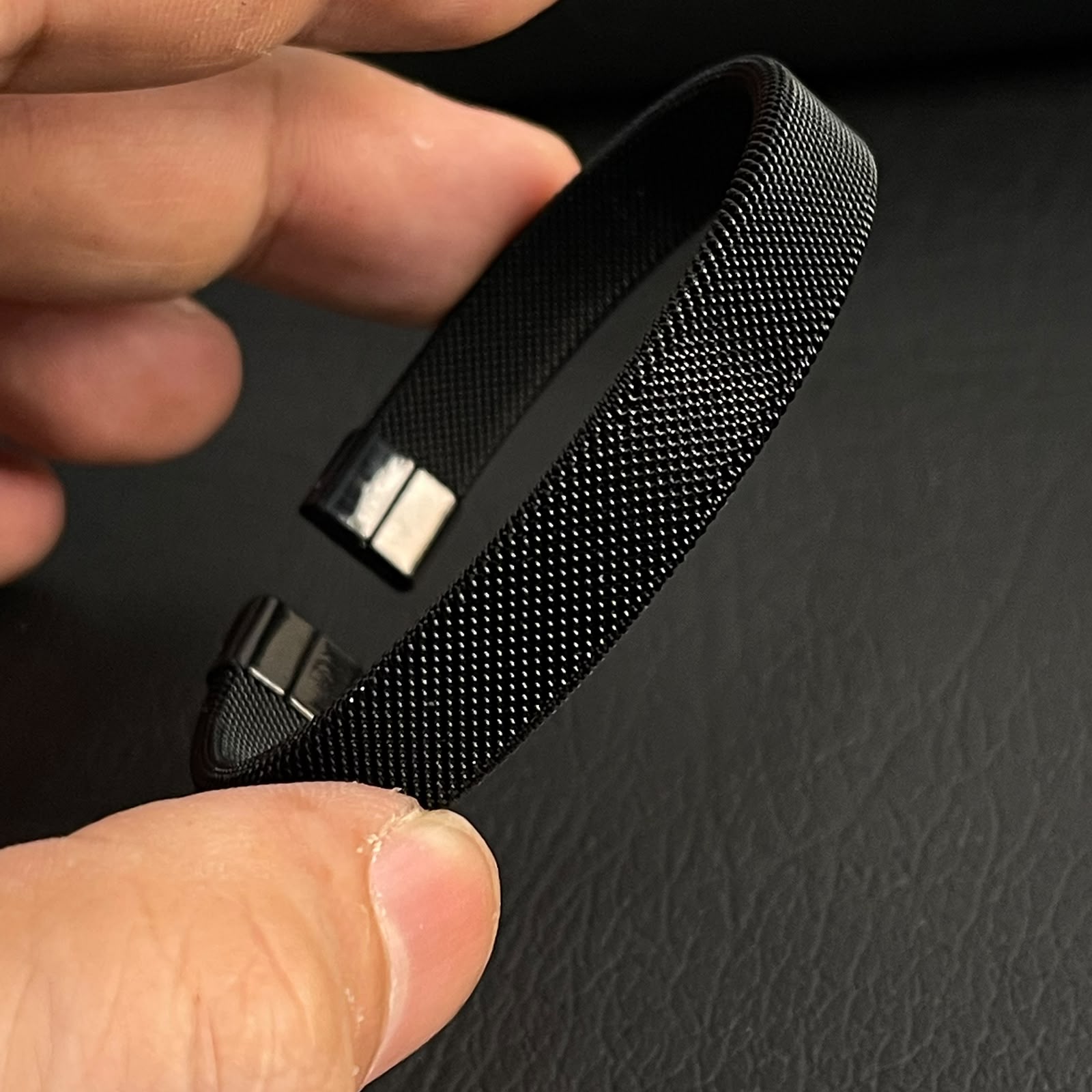 stainless steel black mesh kara hand cuff bracelet for men in Pakistan