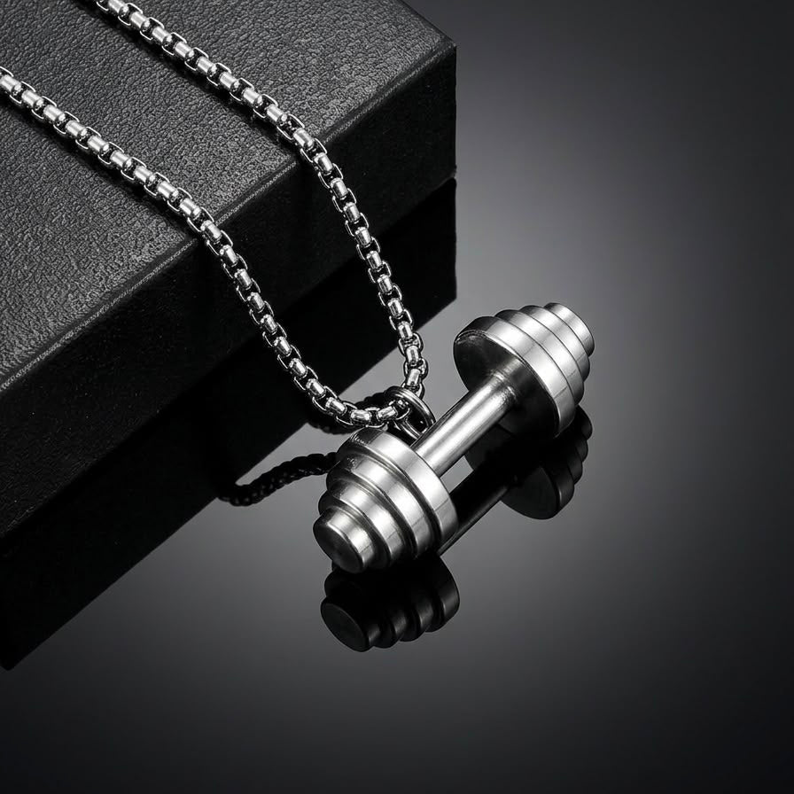 stainless steel dumbbell pendant for men in Pakistan