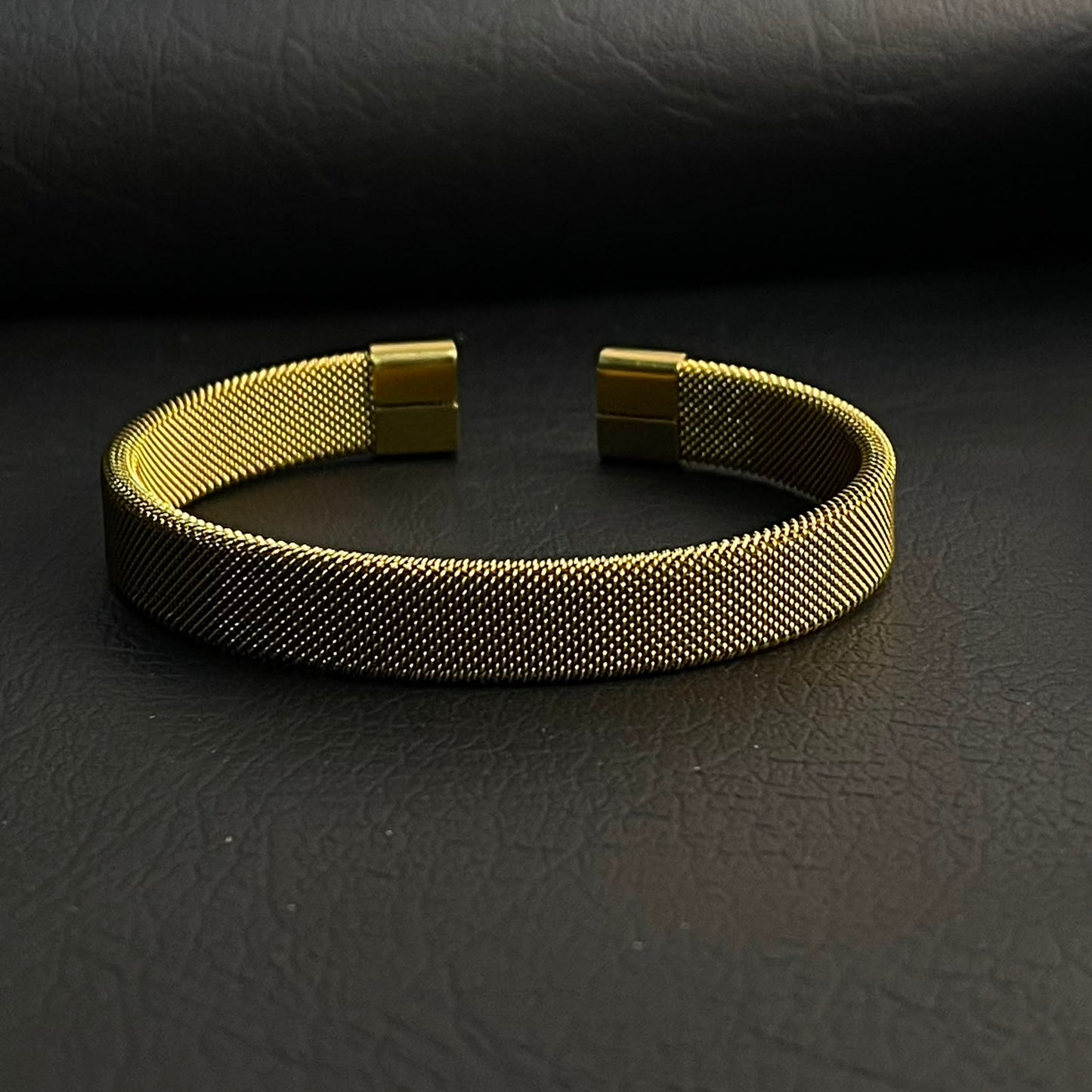 stainless steel golden mesh kara hand cuff bracelet for men in Pakistan