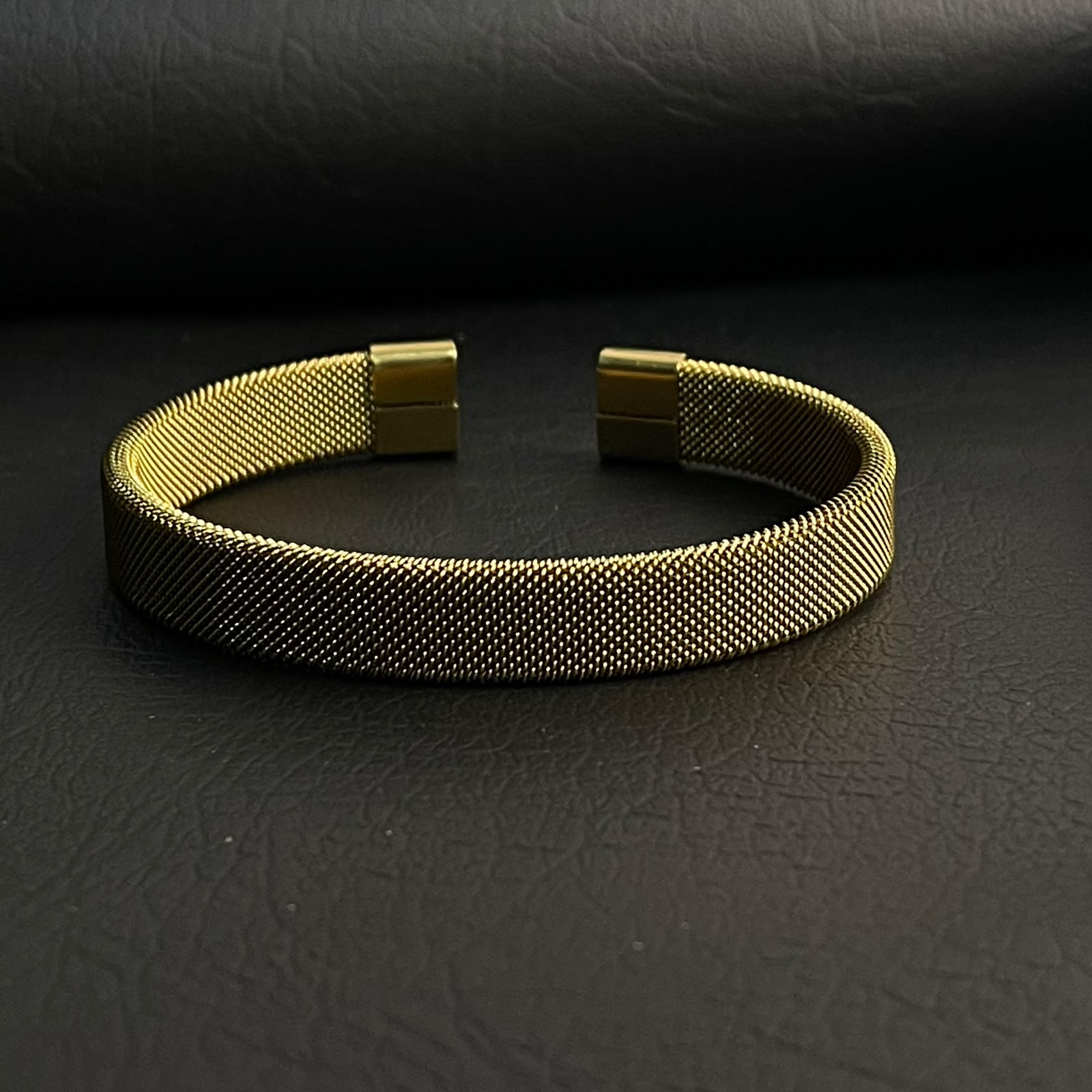stainless steel golden mesh kara hand cuff bracelet for men in Pakistan