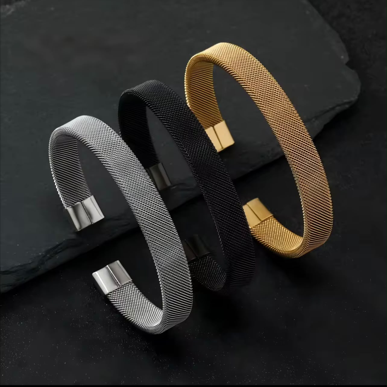 stainless steel mesh kara hand cuff bracelet for men in Pakistan
