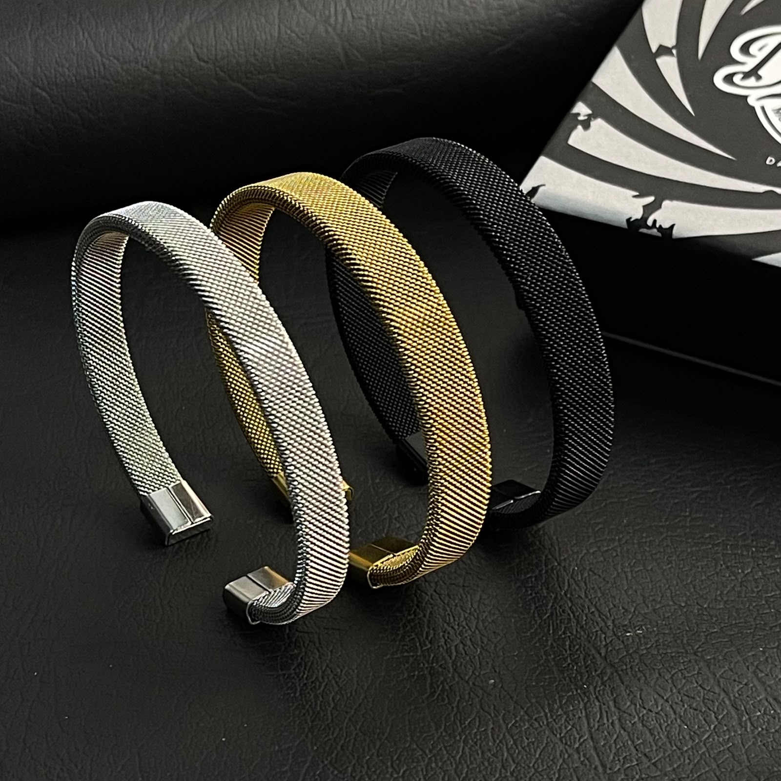 stainless steel mesh kara hand cuff bracelet for men in Pakistan