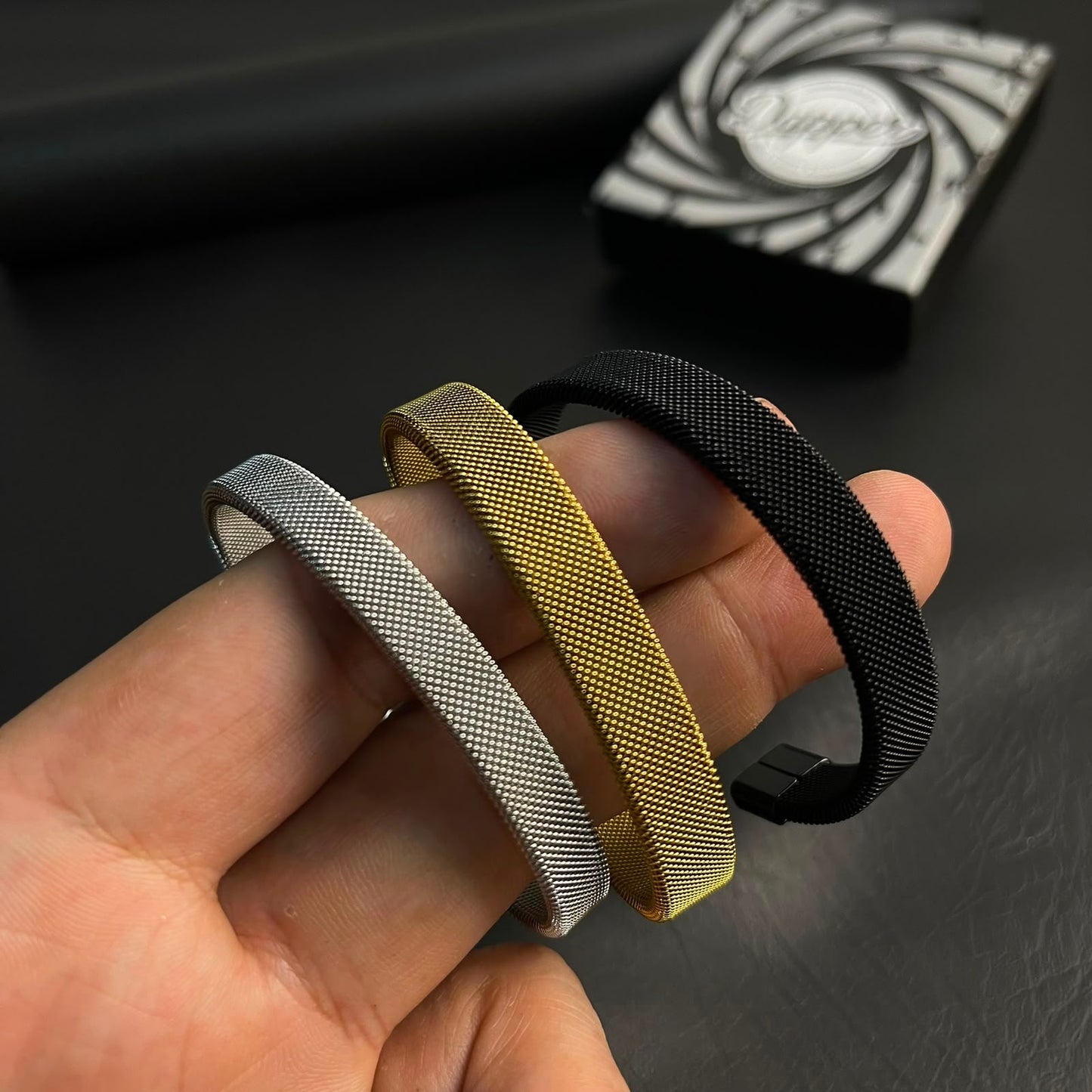 stainless steel mesh kara hand cuff bracelet for men in Pakistan