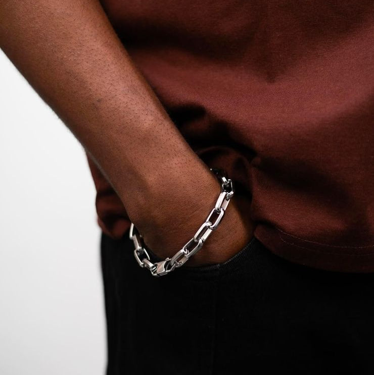 stainless steel silver chain bracelet for men in Pakistan