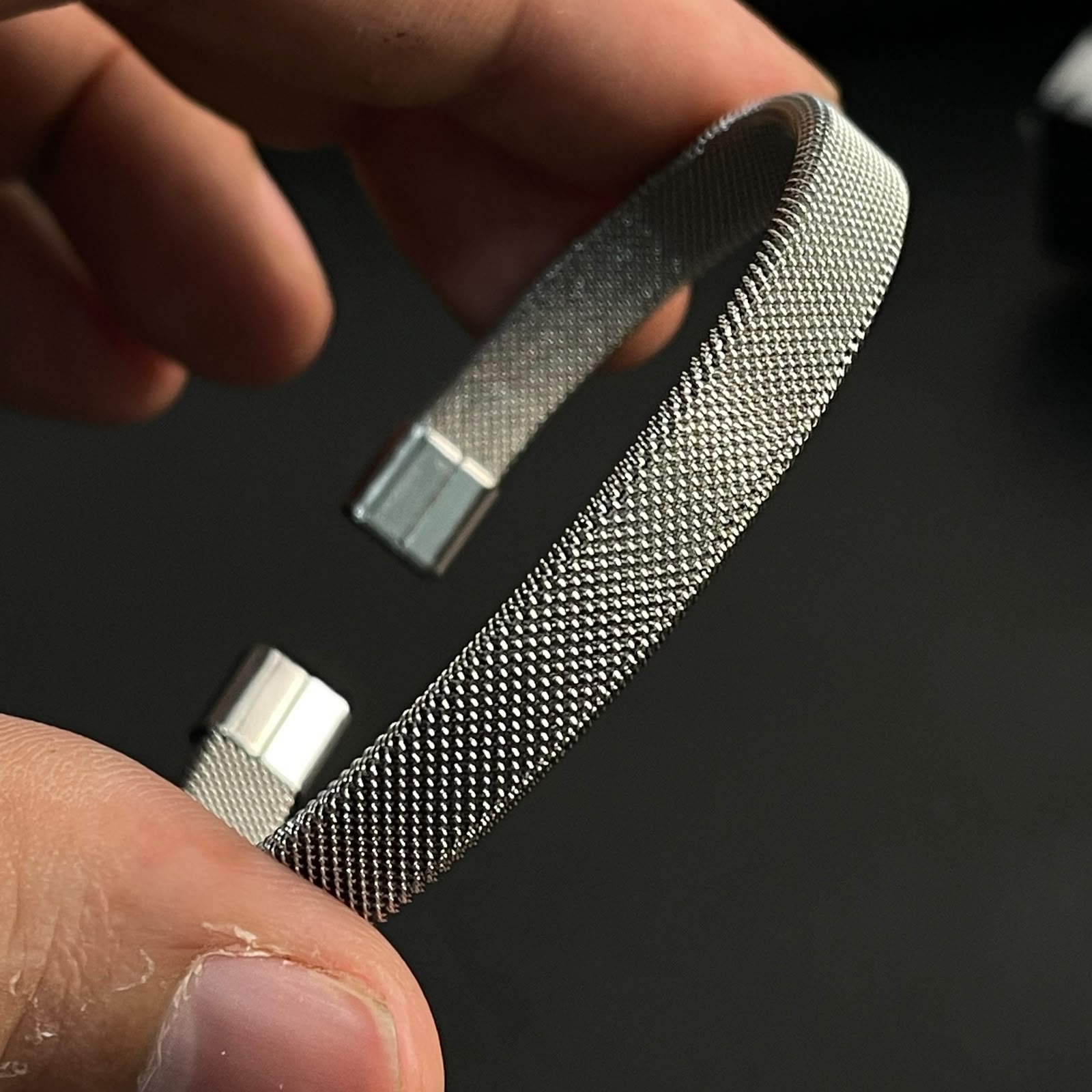 stainless steel silver mesh kara hand cuff bracelet for men in Pakistan