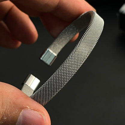 stainless steel silver mesh kara hand cuff bracelet for men in Pakistan
