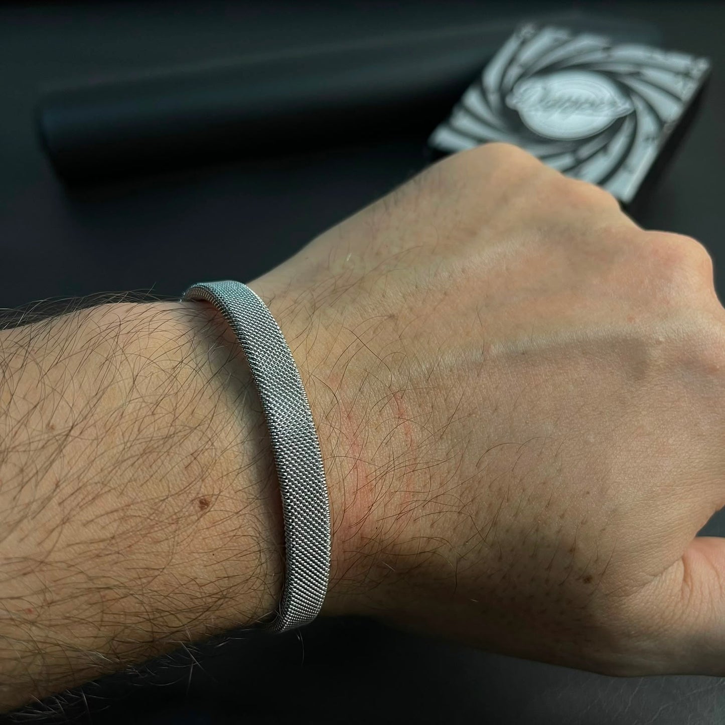stainless steel silver mesh kara hand cuff bracelet for men in Pakistan