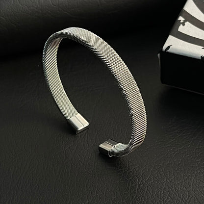 stainless steel silver mesh kara hand cuff bracelet for men in Pakistan