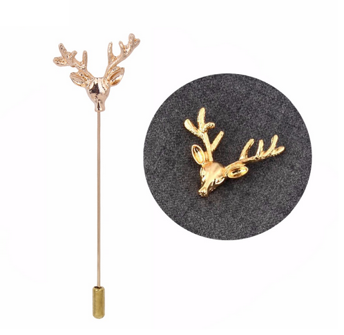 Deer Head Lapel Pin Gold