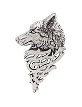 Load image into Gallery viewer, Wolf Head Silver Brooch