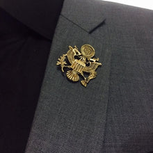 Load image into Gallery viewer, Golden Military Falcon Brooch lapel Pin For Men Suit In Pakistan