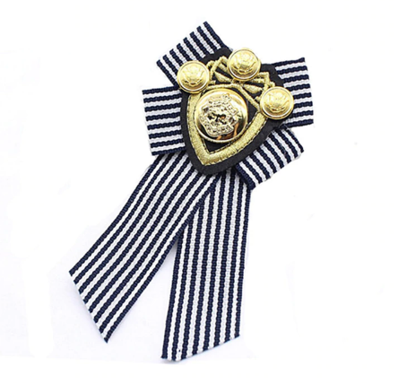 Black And White Millitary Ribbon Brooch
