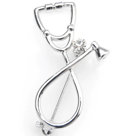 Silver Stethoscope Doctor brooch lapel pin in Pakistan