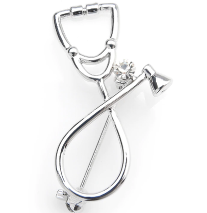 Silver Stethoscope Doctor brooch lapel pin in Pakistan