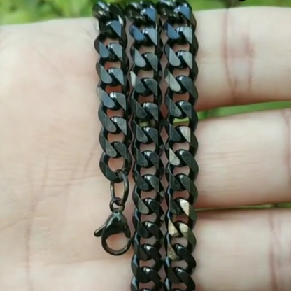 4mm 7mm 9mm Stainless Steel Black Neck Chain For Men In Pakistan