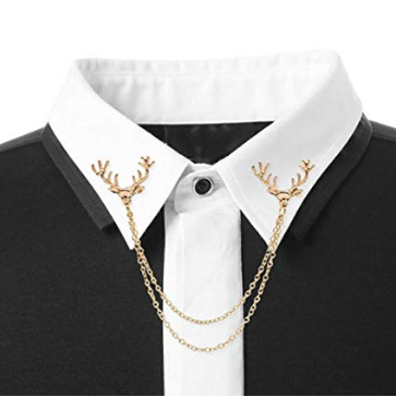 Deer Head Chain Brooch (Gold)