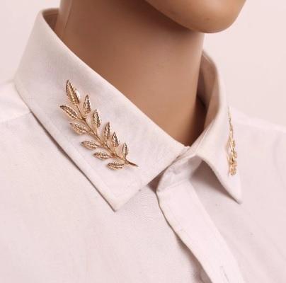 Leaf Collar Pins Gold