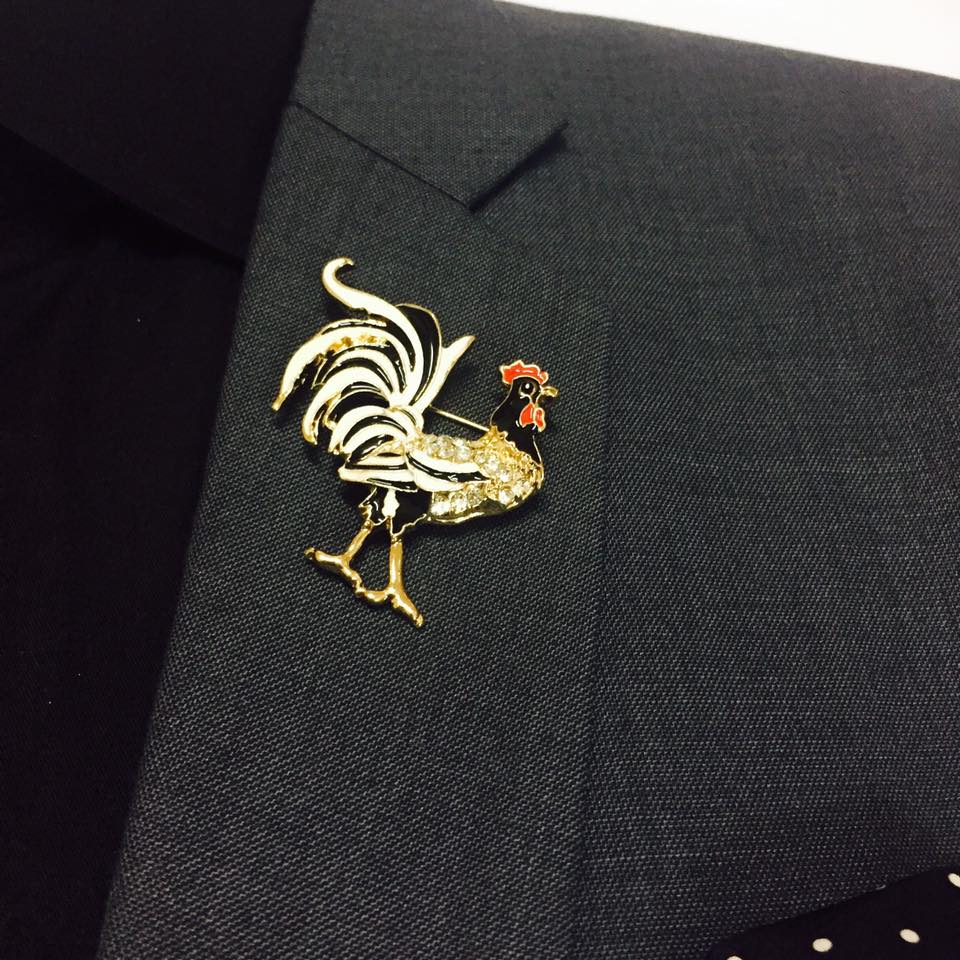 Rooster Brooch (Black)