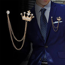 Load image into Gallery viewer, Golden Crown Chain Brooch Lapel Pin Pakistan
