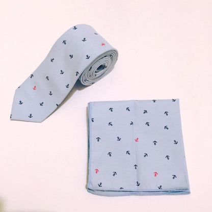 Anchor Printed Cotton Tie Set For Men