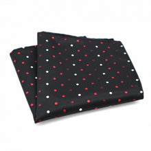 Load image into Gallery viewer, Black Polka Dots Silk Pocket Square In Pakistan