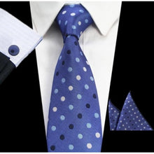 Load image into Gallery viewer, Blue Polka Dots Jacquard Tie Set For Men