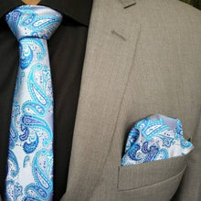 Load image into Gallery viewer, Sky Blue Paisley Neck Tie Set