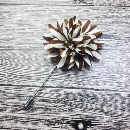 Brown & White Flower Lapel Pin