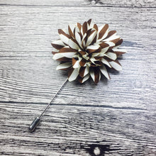 Load image into Gallery viewer, Brown &amp; White Flower Lapel Pin