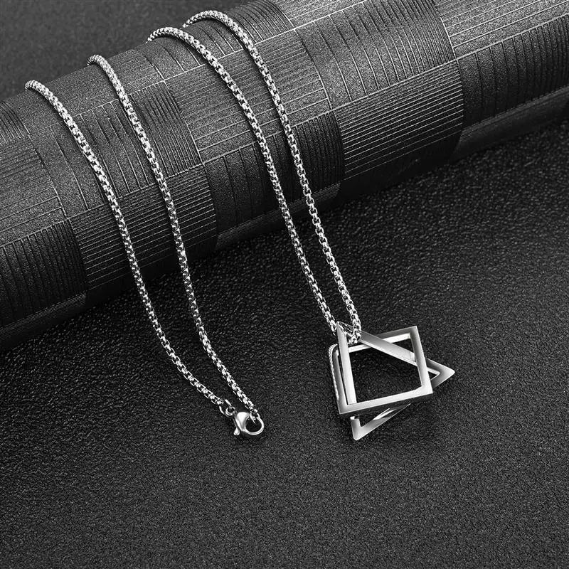 geometric silver pendent for men