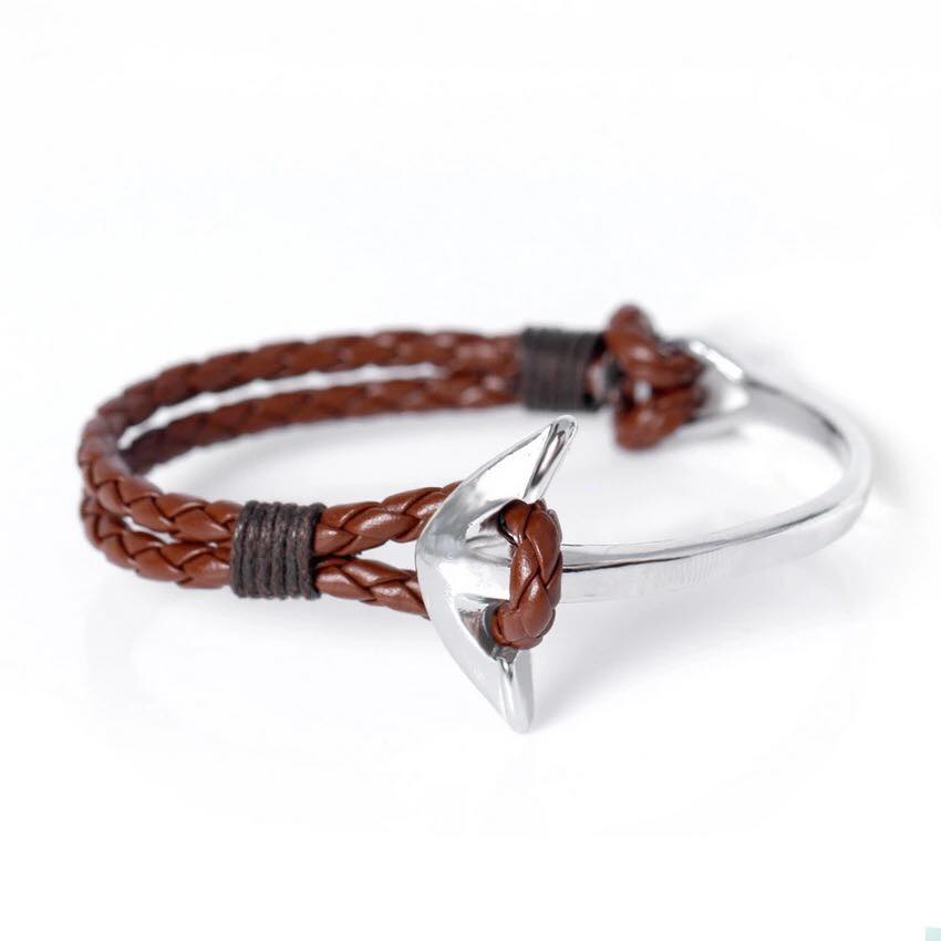 Wrist Anchor Leather Bracelet (Brown)