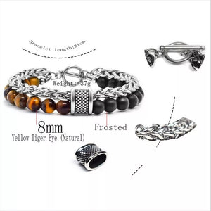 Tiger Eye Double Chain Bracelet For Men