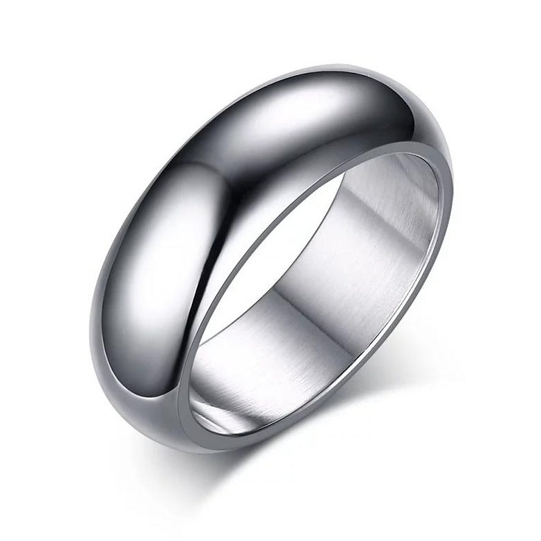 Silver Titanium Round Ring For Men