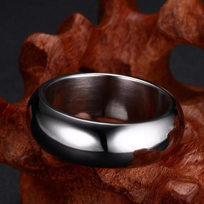 Silver Titanium Round Ring For Men
