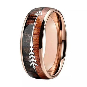 Wood Grain Titanium Ring (Golden)