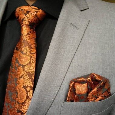 Orange  Neck Tie Set (TS_2007)