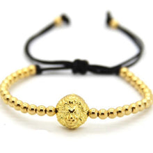 Load image into Gallery viewer, Gold Lion Head Beads Bracelet