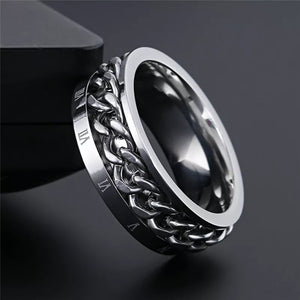 Silver Rotating Spinner Ring For Men